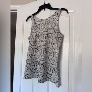 Frenchi Black and White Printed Scoop Neck Tank